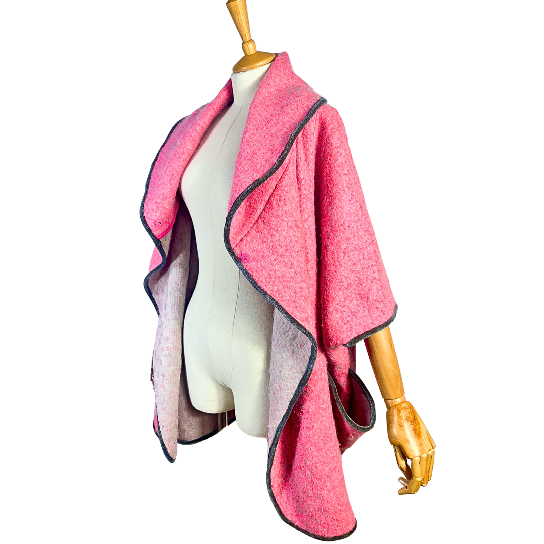 Pink wool blend wrap coat - M/L