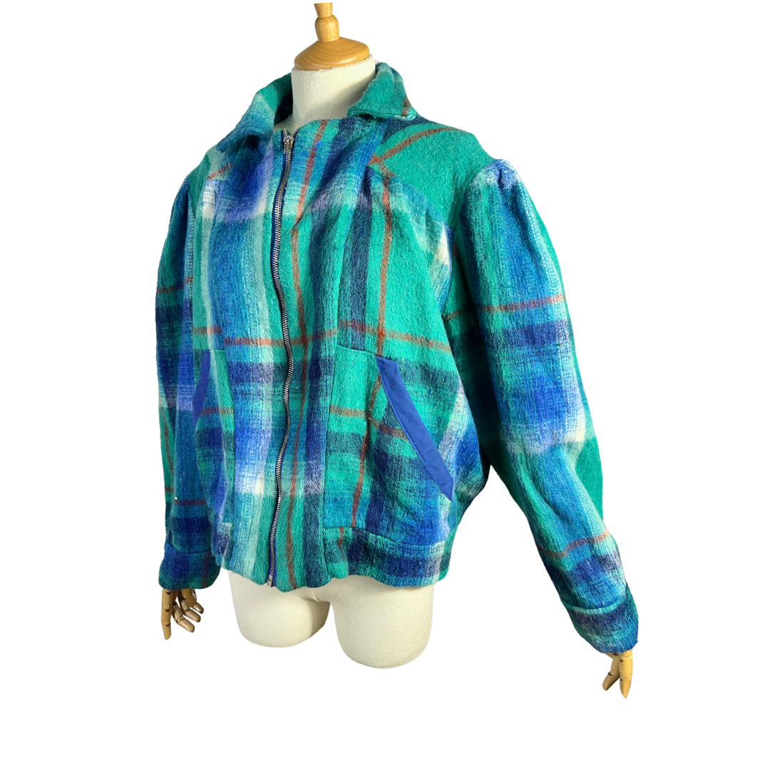 Vintage plaid wool jacket - M
