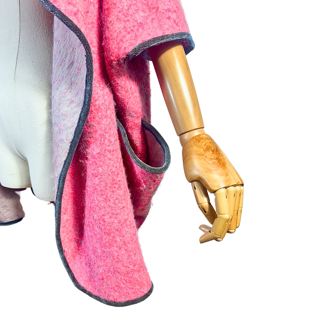 Pink wool blend wrap coat - M/L