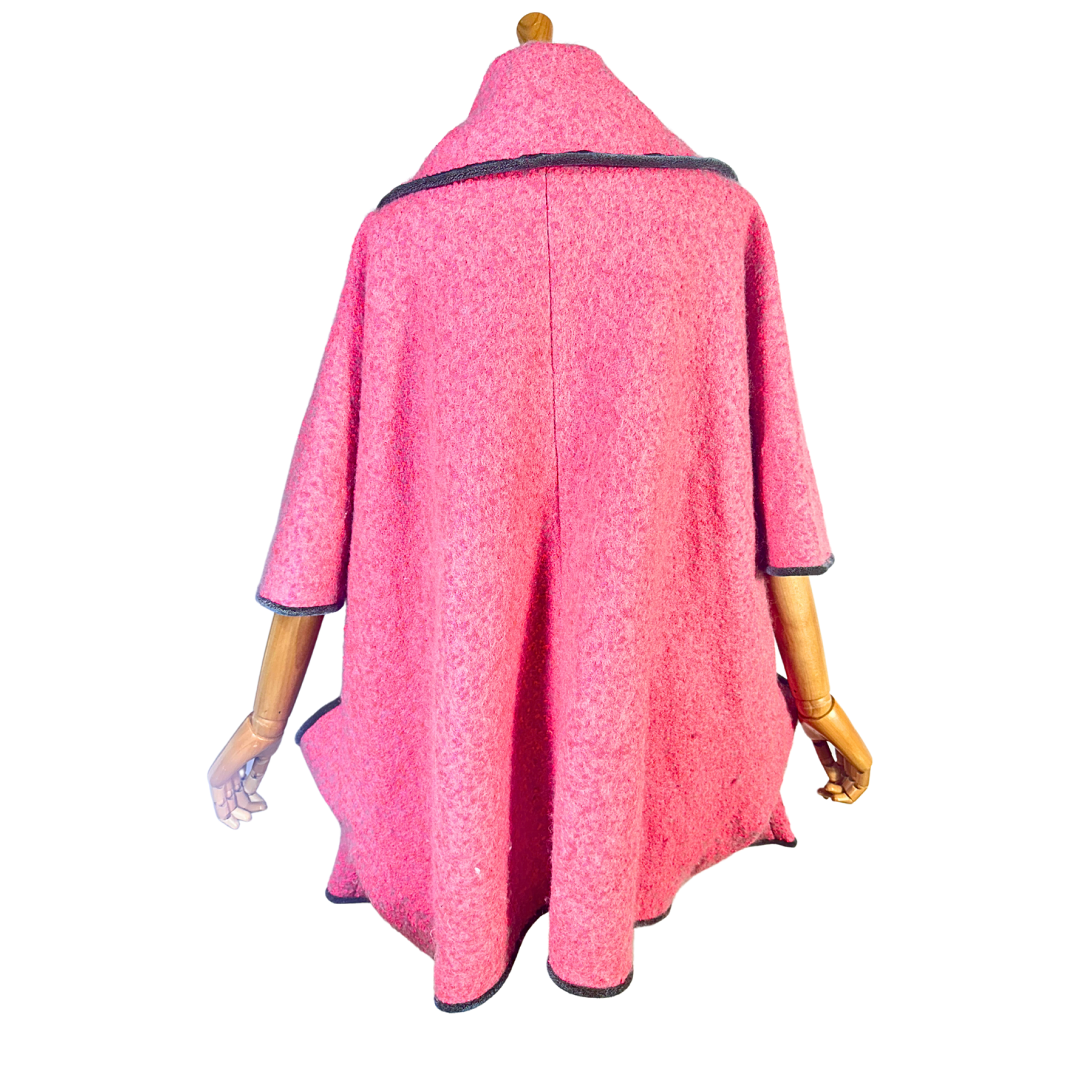 Pink wool blend wrap coat - M/L
