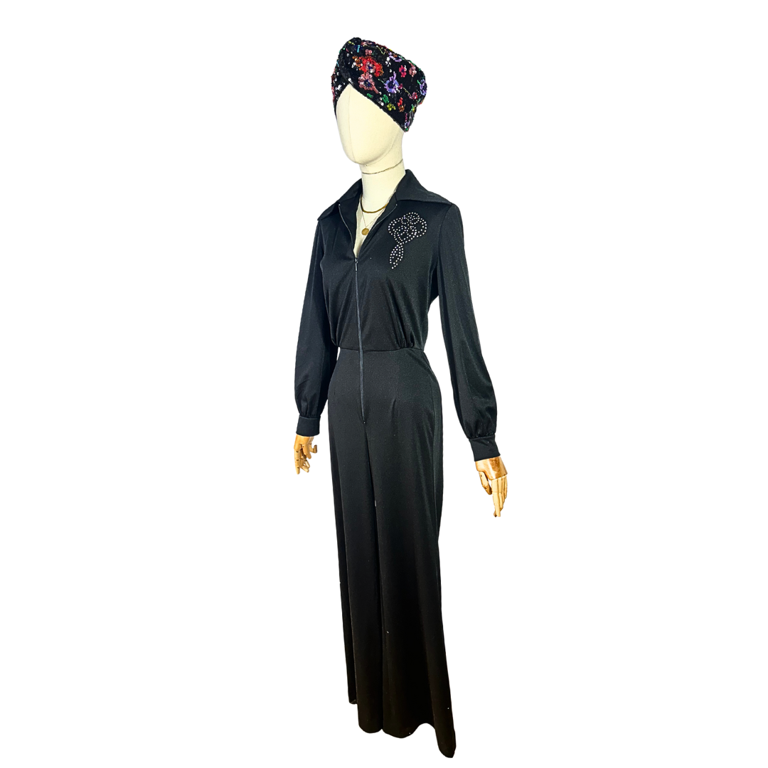 Black 70s vintage jumpsuit - S