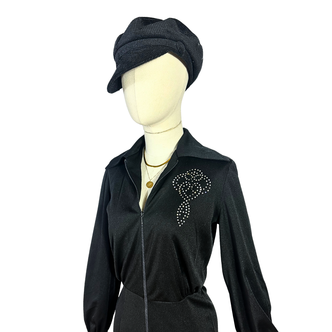 Black 70s vintage jumpsuit - S