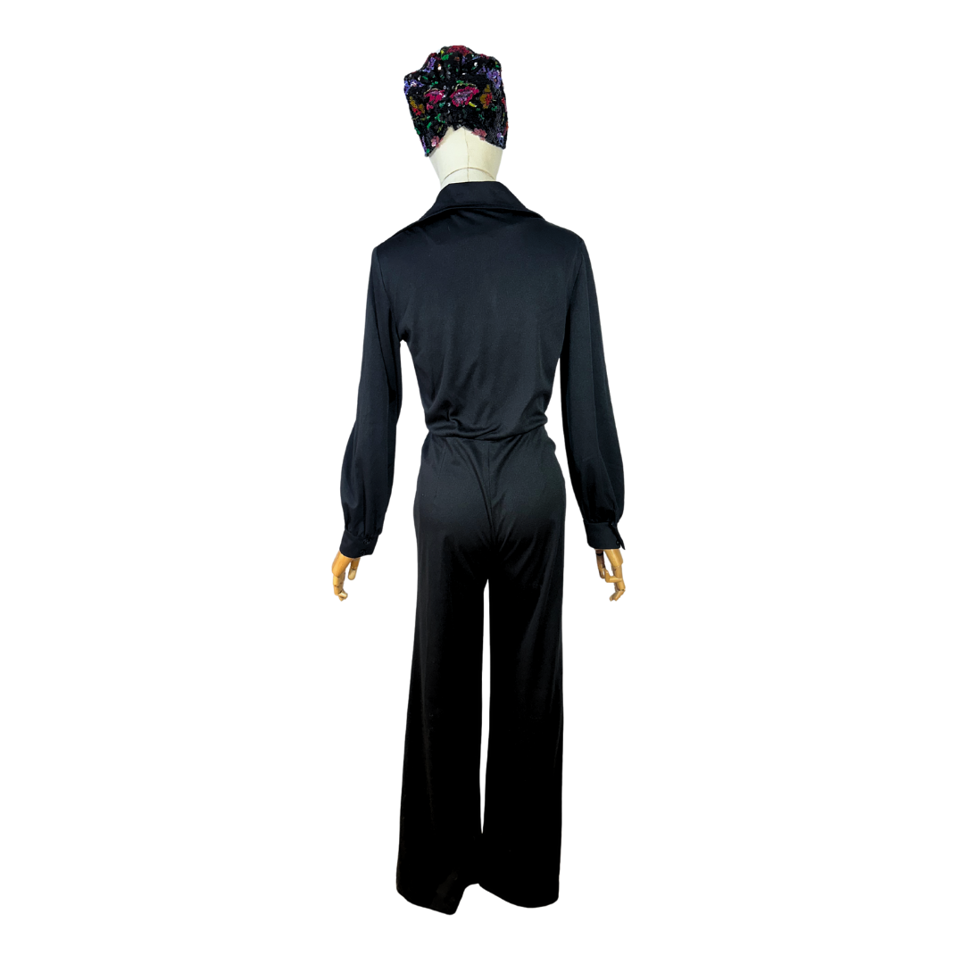 Black 70s vintage jumpsuit - S
