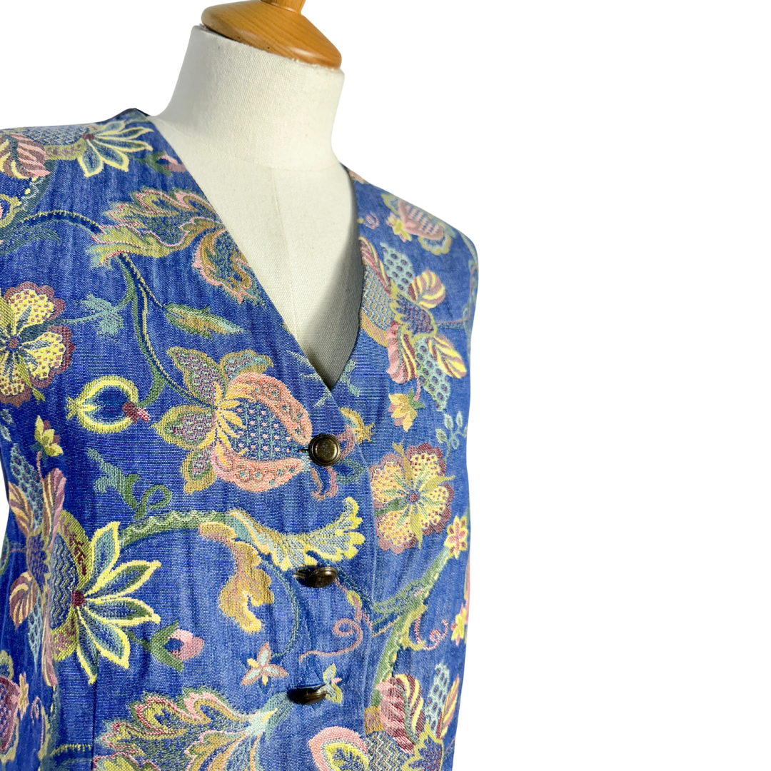 Vintage floral tapestry waistcoat - M