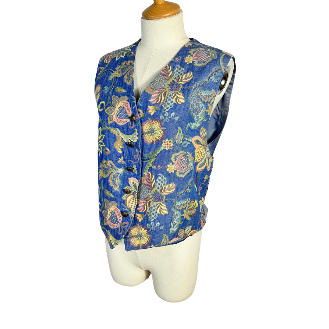 Vintage floral tapestry waistcoat - M