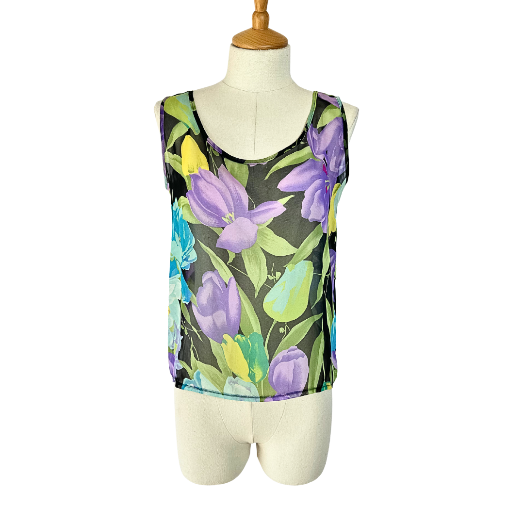 Vintage sheer floral top and palazzo set - M