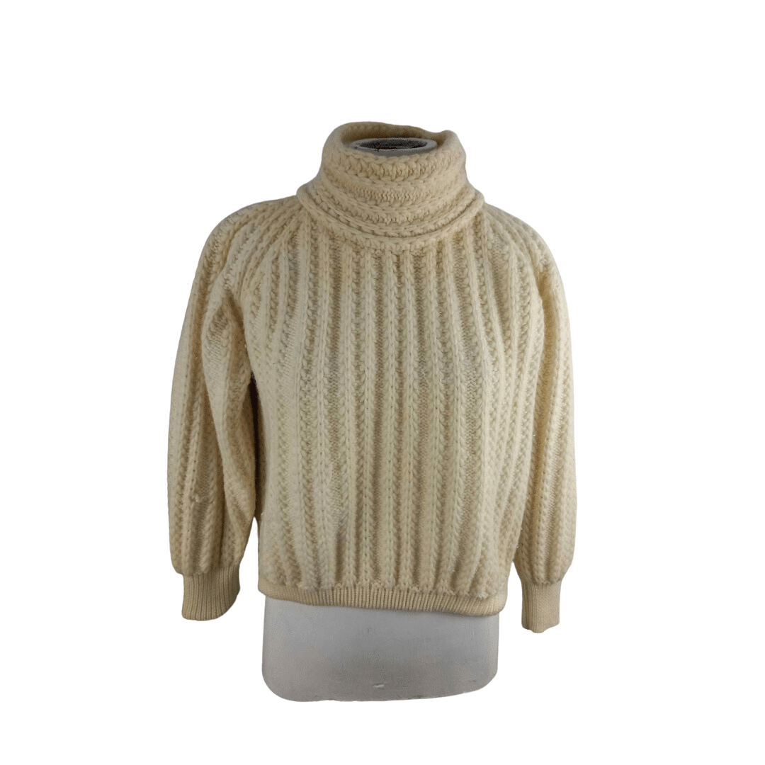 Mock-neck thick wool cropped jersey - M