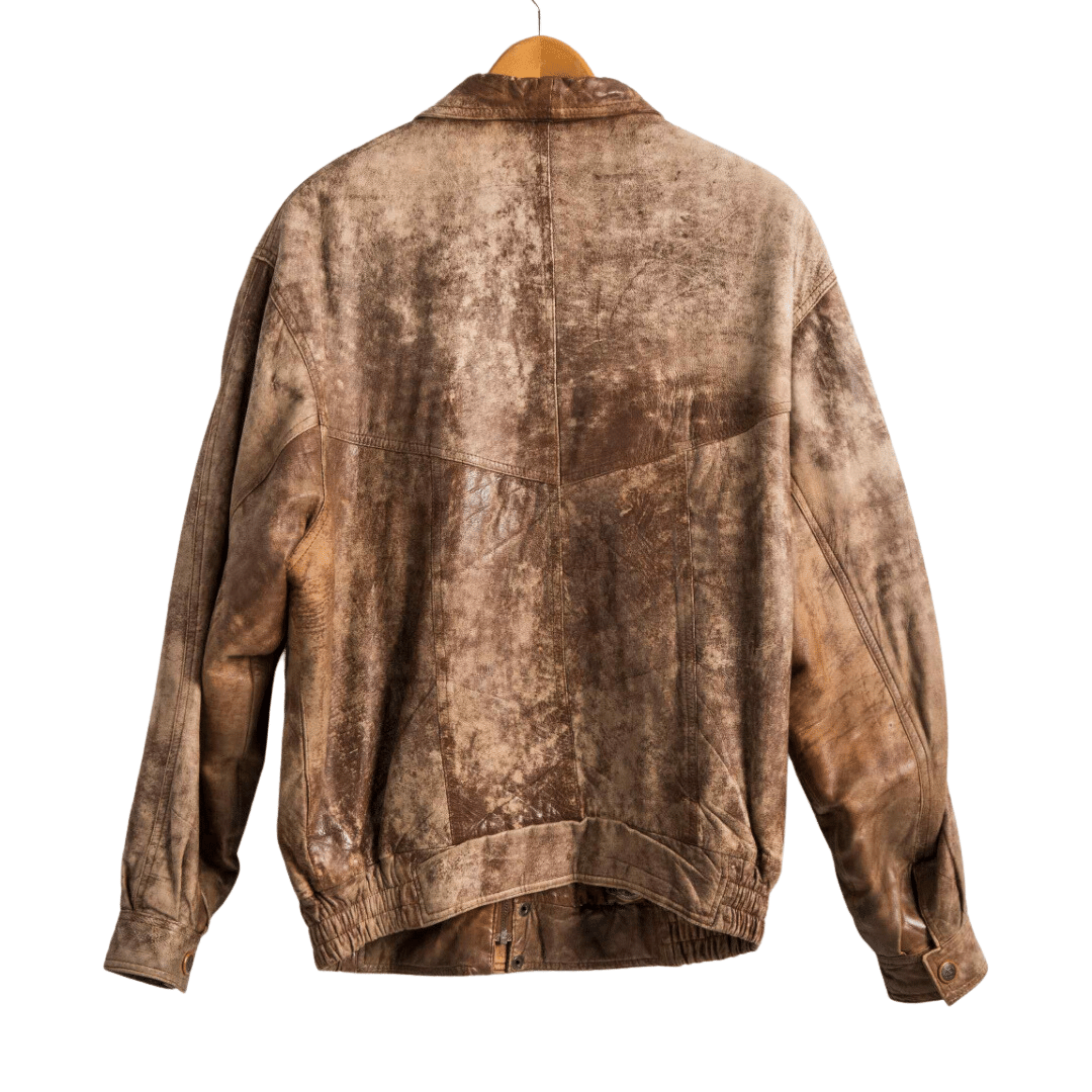 Vintage distressed look leather zipped-up jacket - XL (Free Delivery)