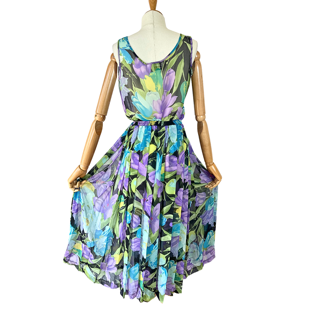 Vintage sheer floral top and palazzo set - M