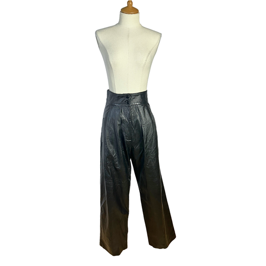 Black vintage leather pants - S