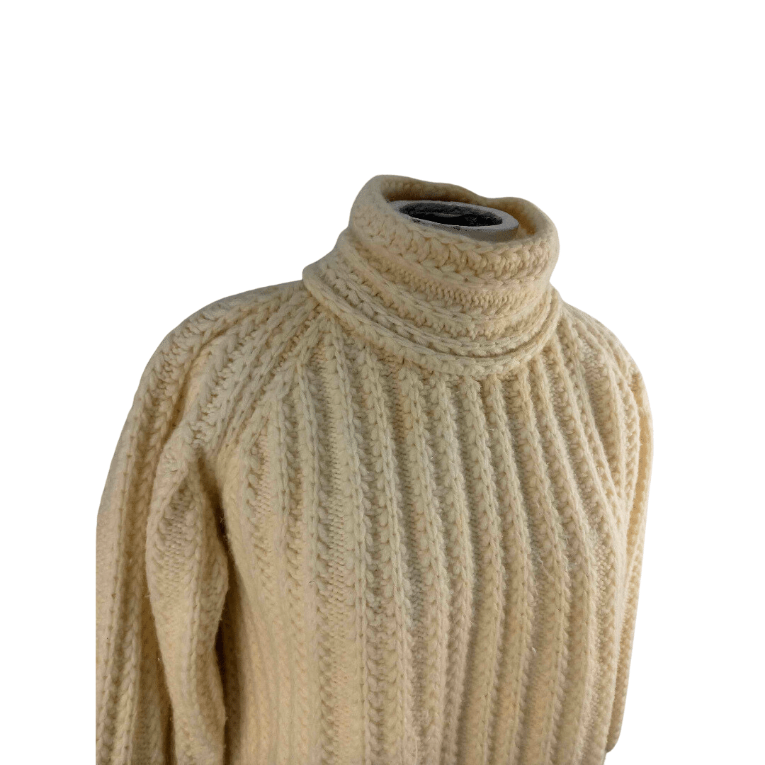 Mock-neck thick wool cropped jersey - M