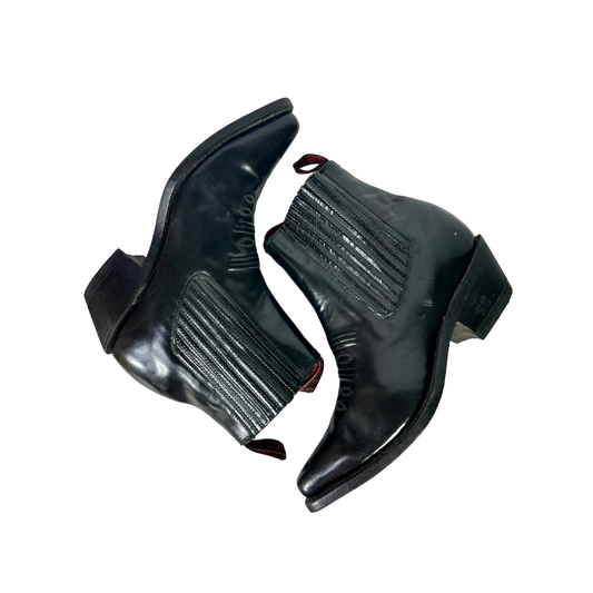 Black leather cowboy ankle boots - UK6.5