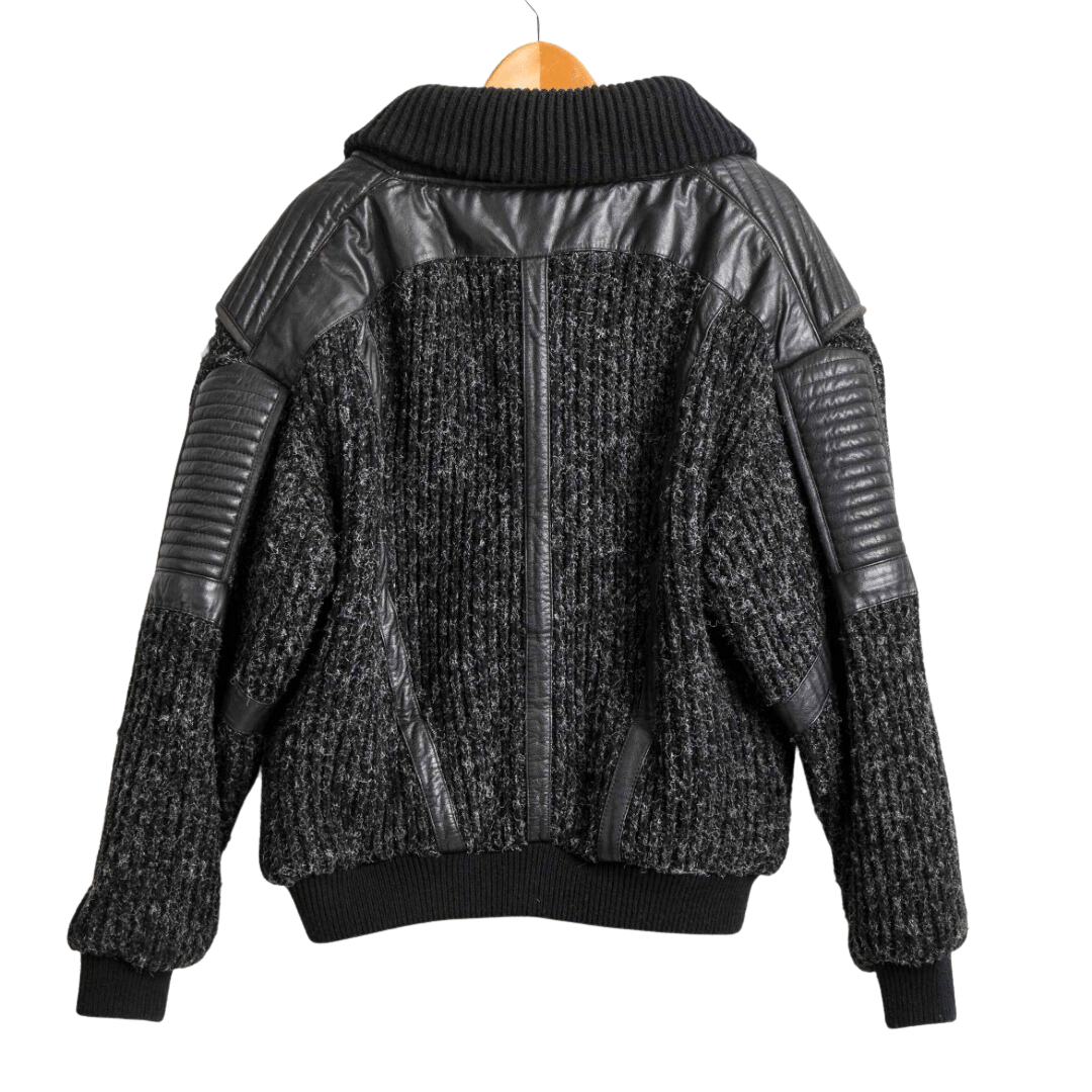 Paul Vivaldi knitted vintage grandpa jacket with leather patch - XL (Free Delivery)