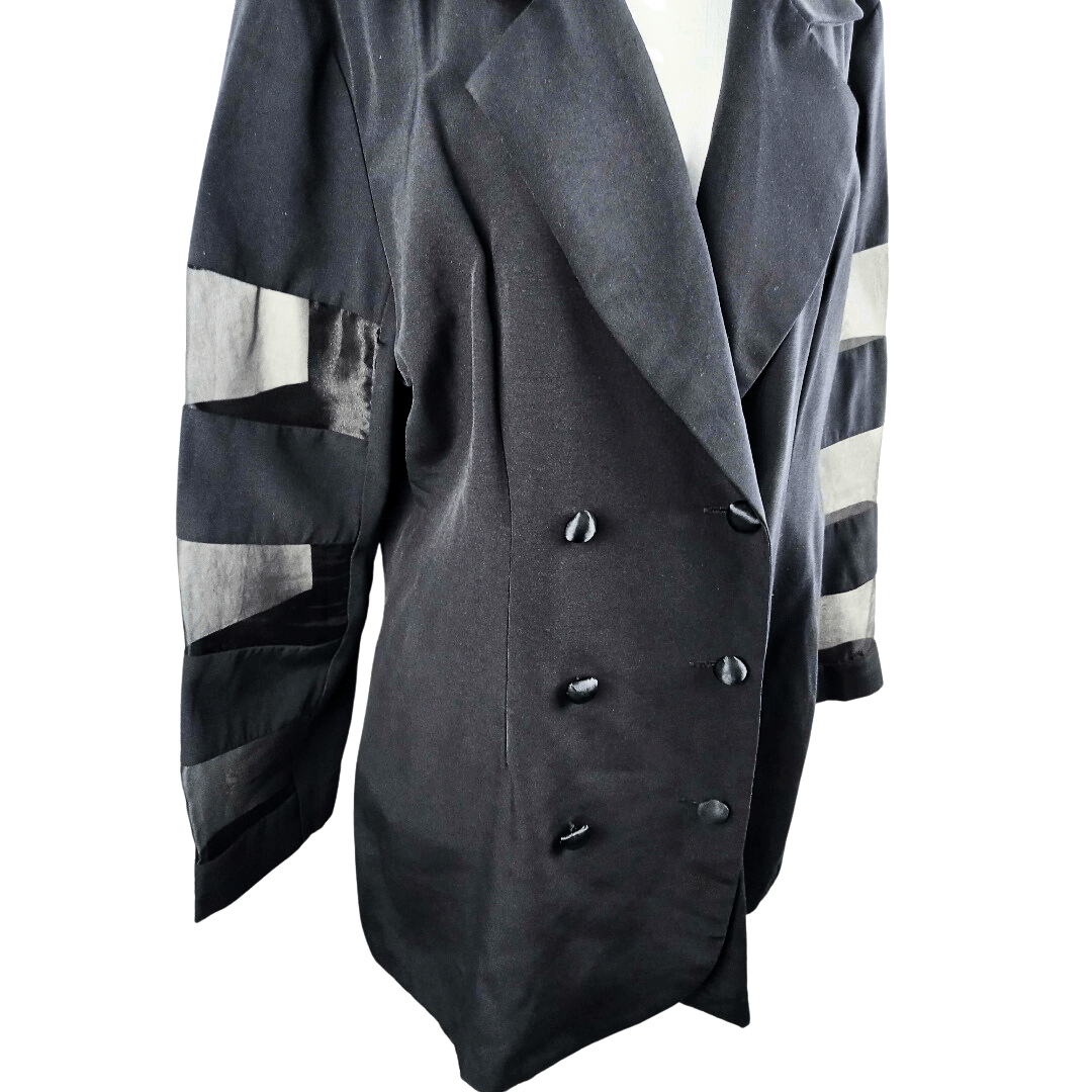 Double-breasted sheer panels blazer - L