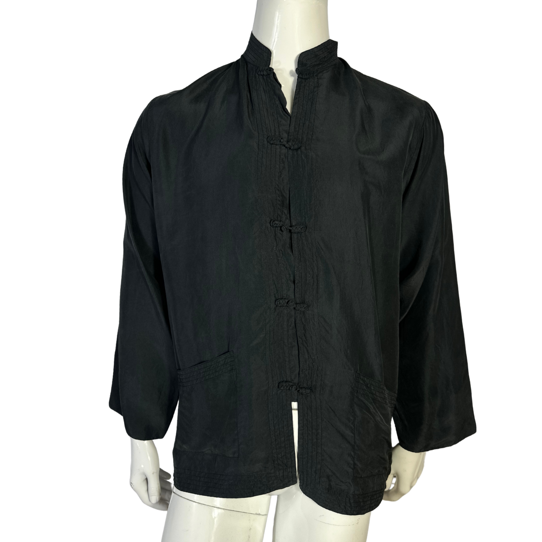 Black Mandarin collar shirt - M