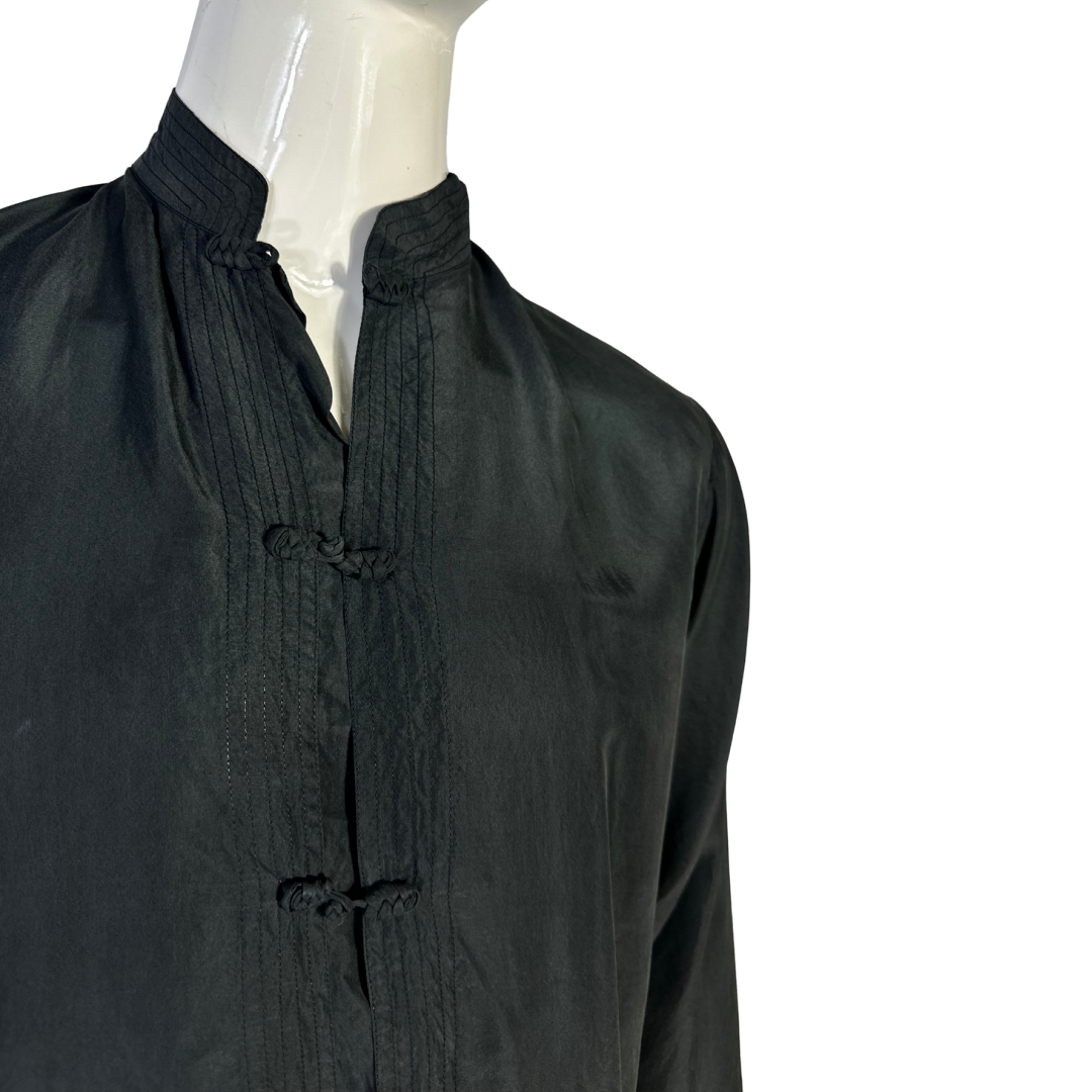 Black Mandarin collar shirt - M