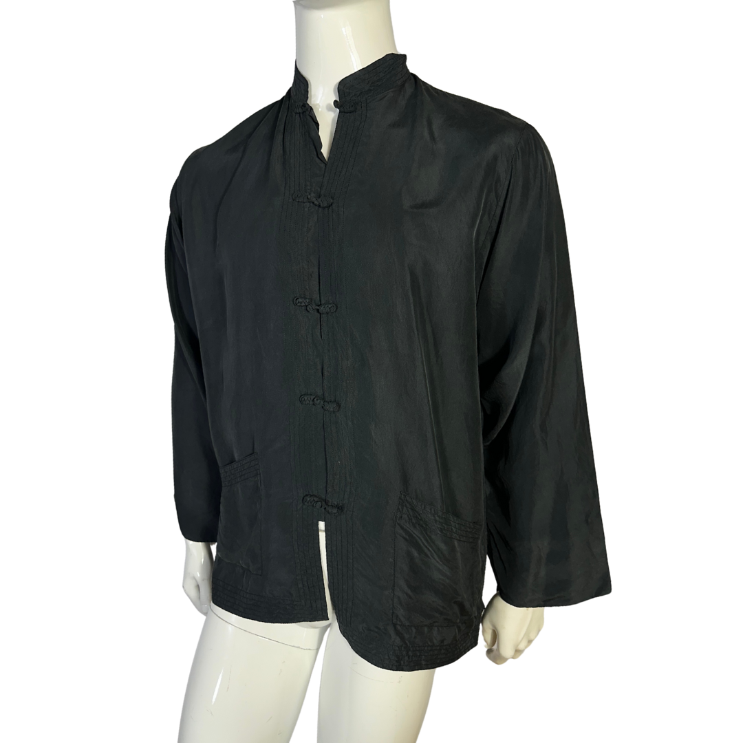 Black Mandarin collar shirt - M