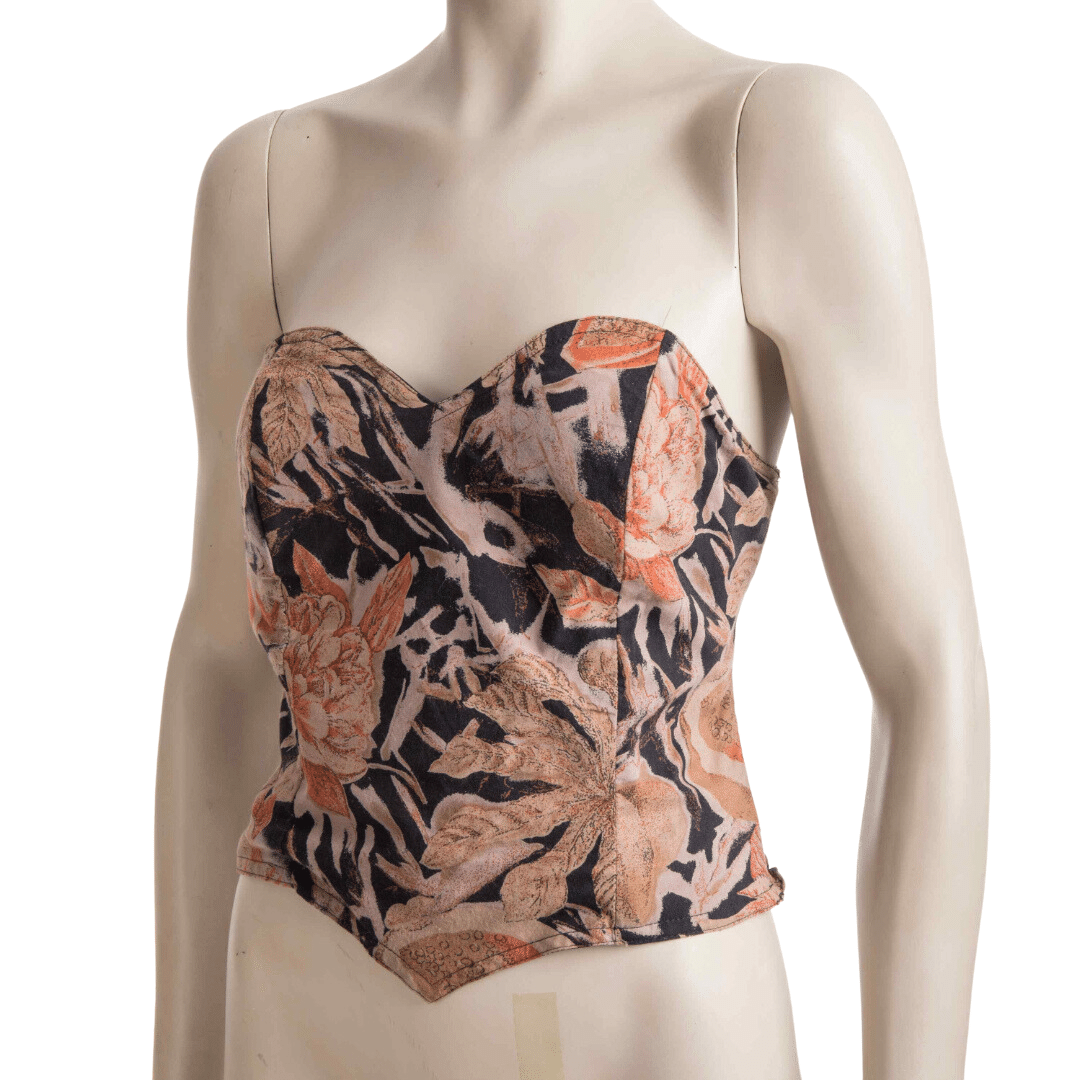 Floral bustier top with smocked back - S/M