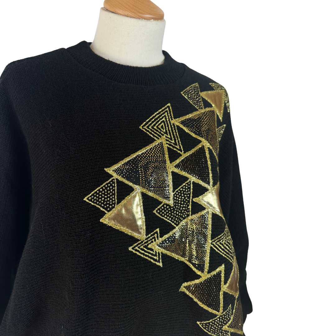 Black and gold vintage knit jersey - S/M
