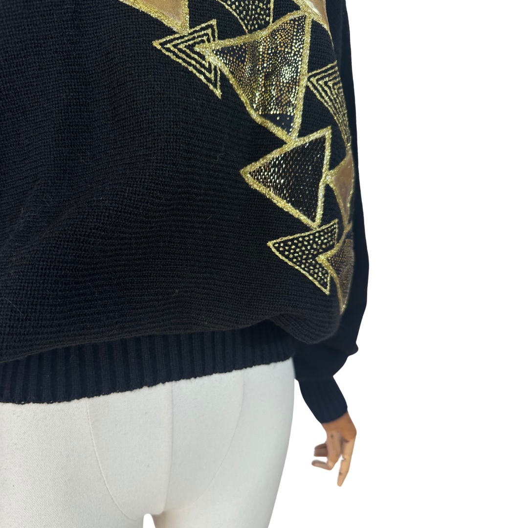 Black and gold vintage knit jersey - S/M