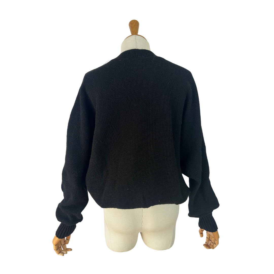 Black and gold vintage knit jersey - S/M