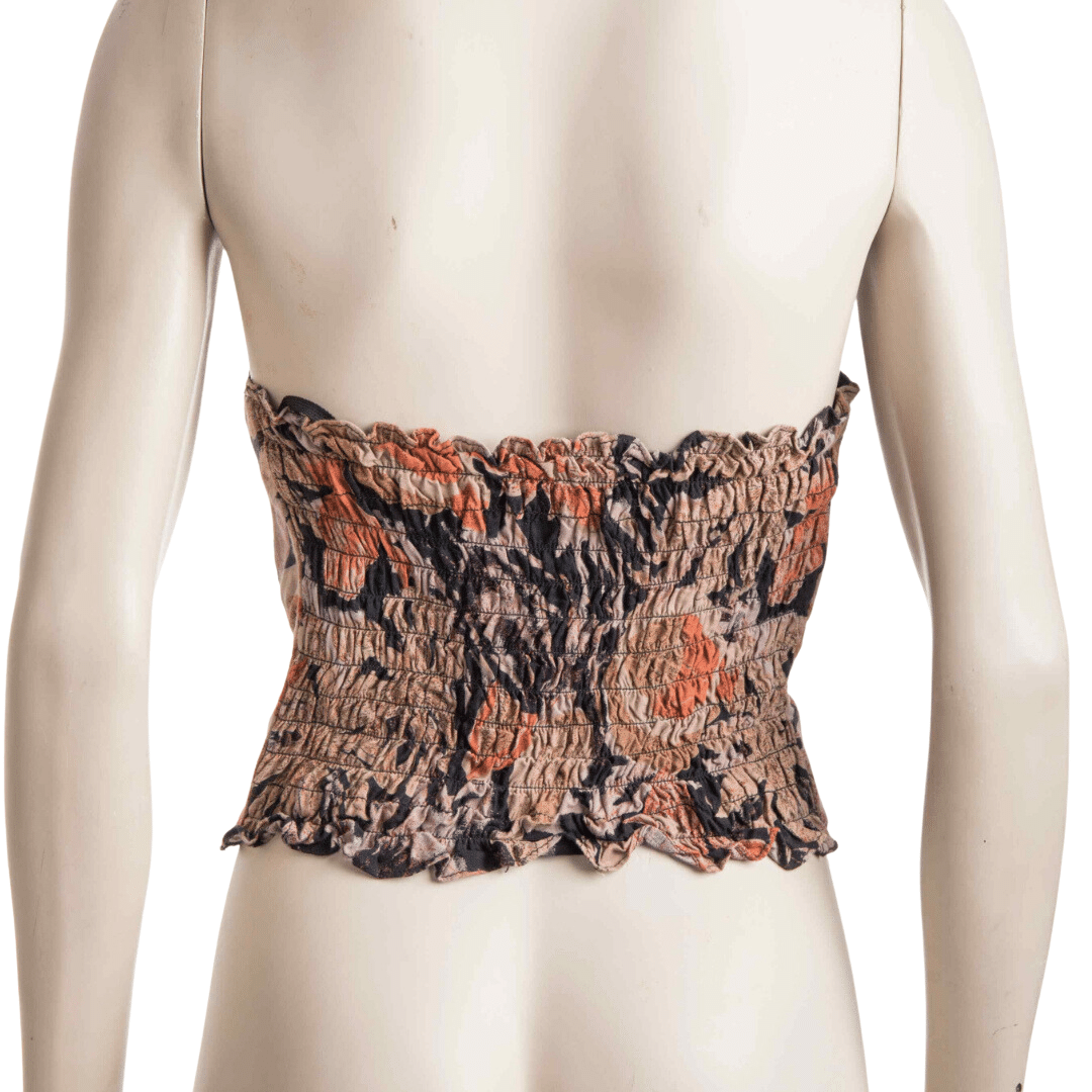 Floral bustier top with smocked back - S/M