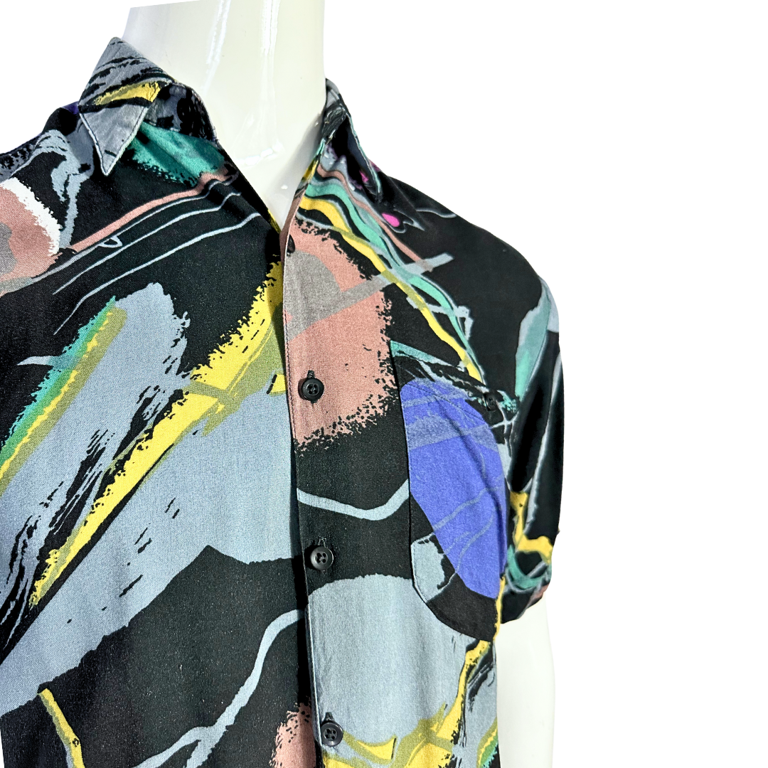 Black vintage abstract shirt - S