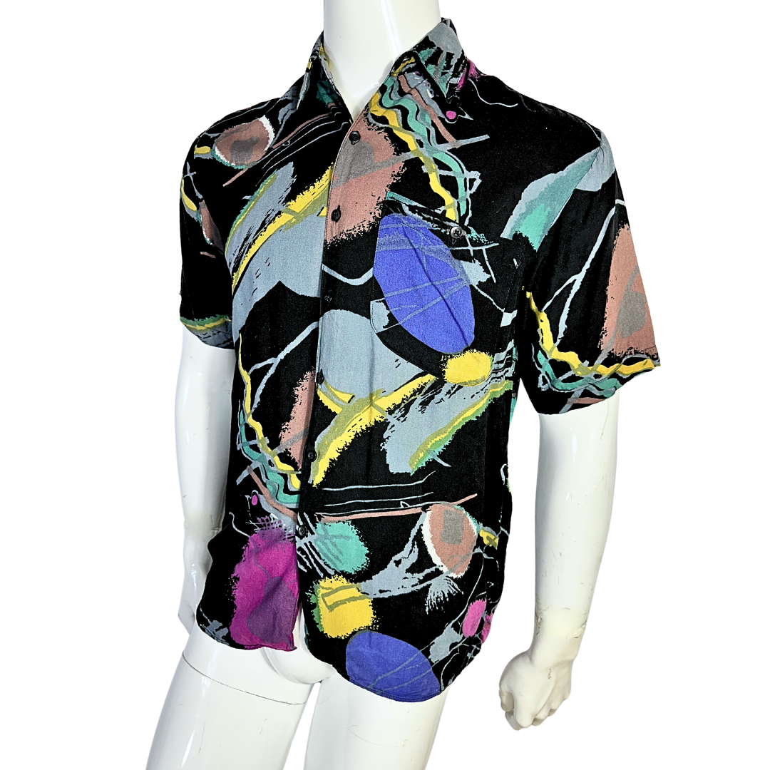 Black vintage abstract shirt - S