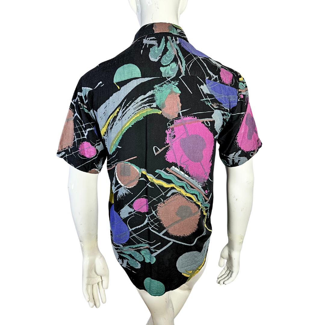 Black vintage abstract shirt - S