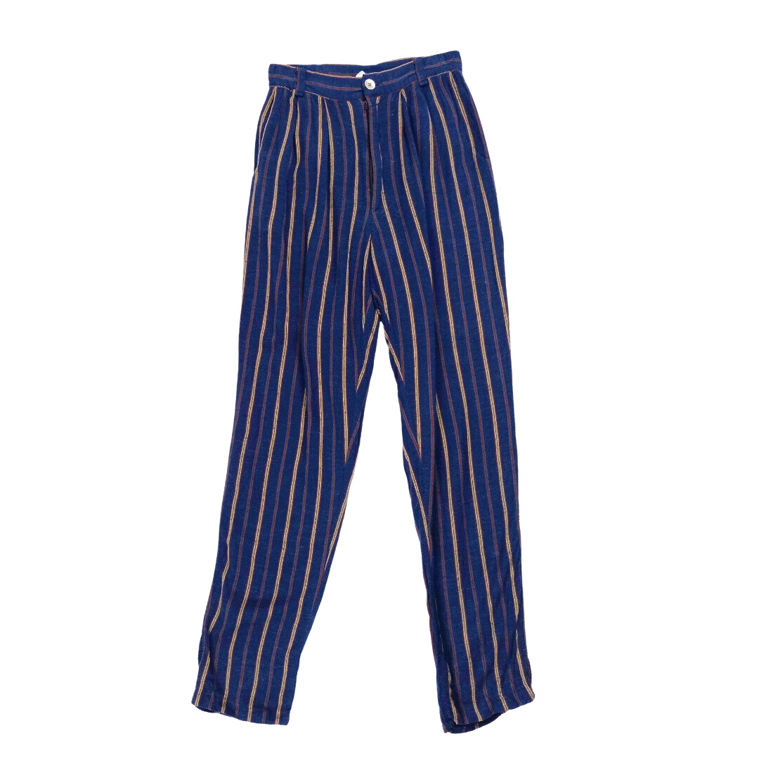 Stripe high-waisted linen pants - S