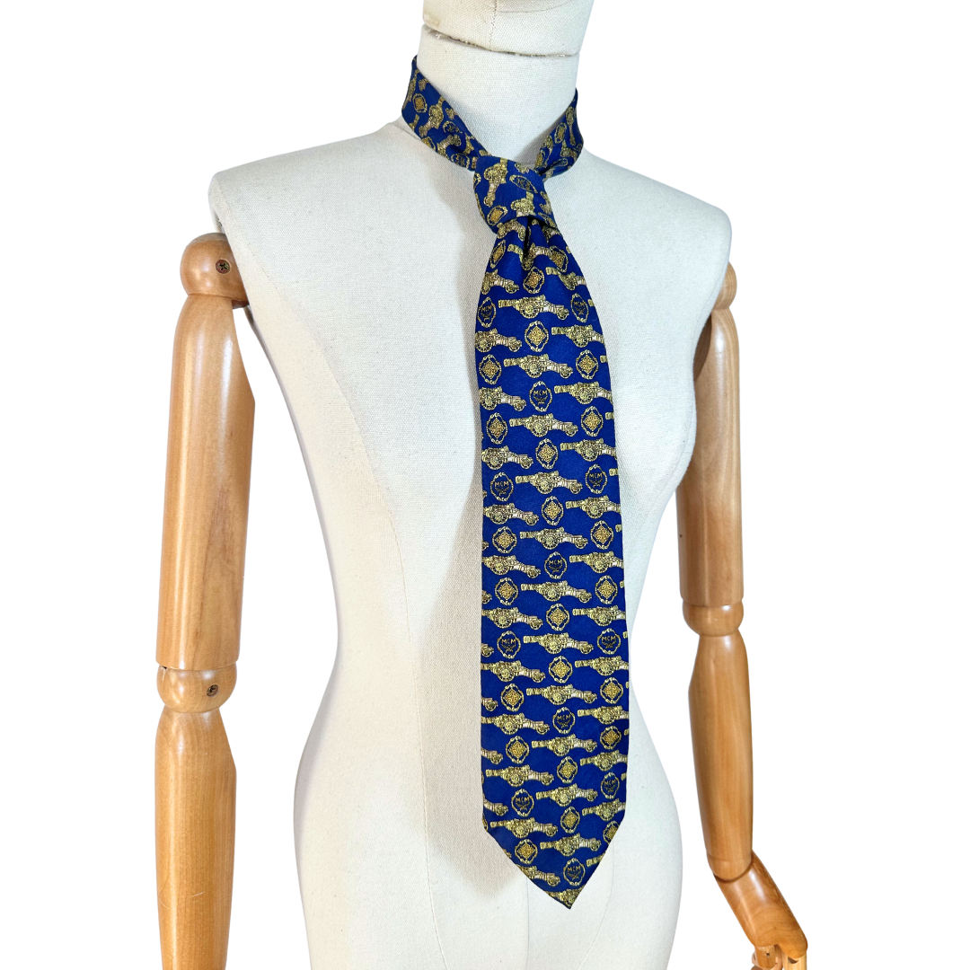 MCM monogram print silk necktie