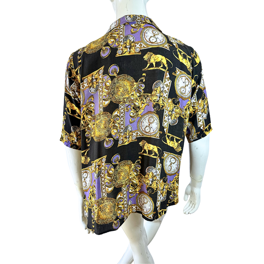 90s baroque print shirt - L