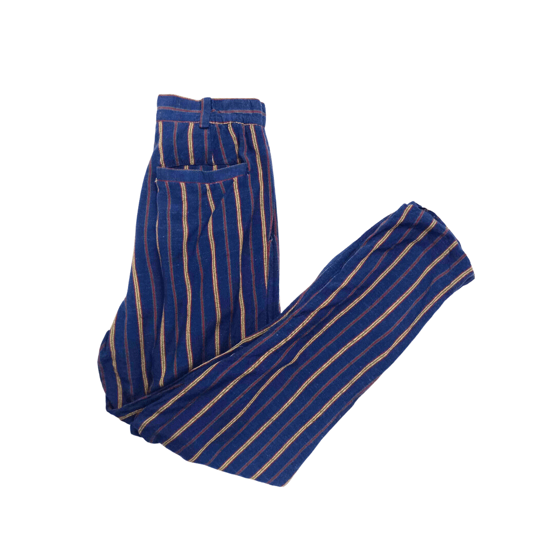 Stripe high-waisted linen pants - S