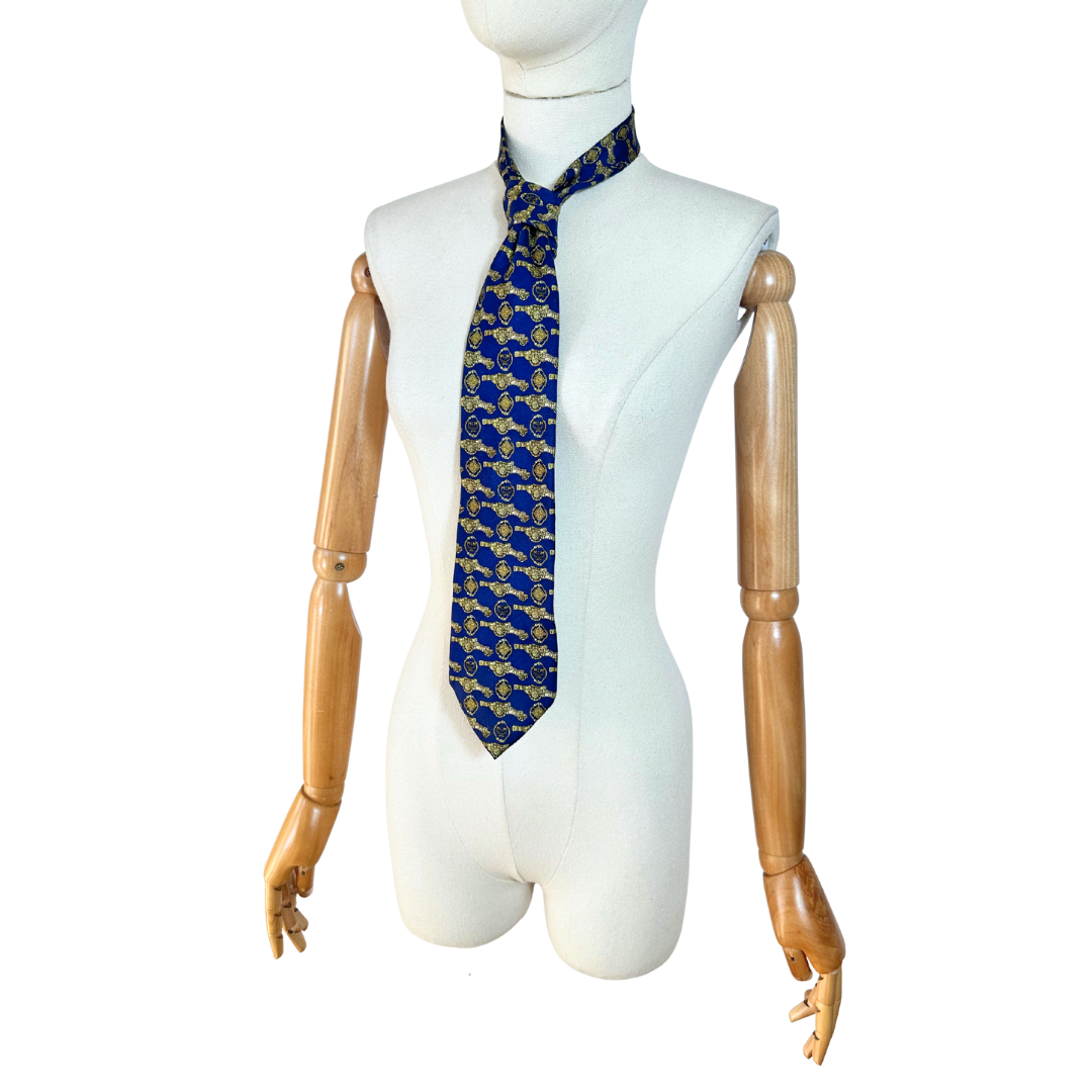 MCM monogram print silk necktie
