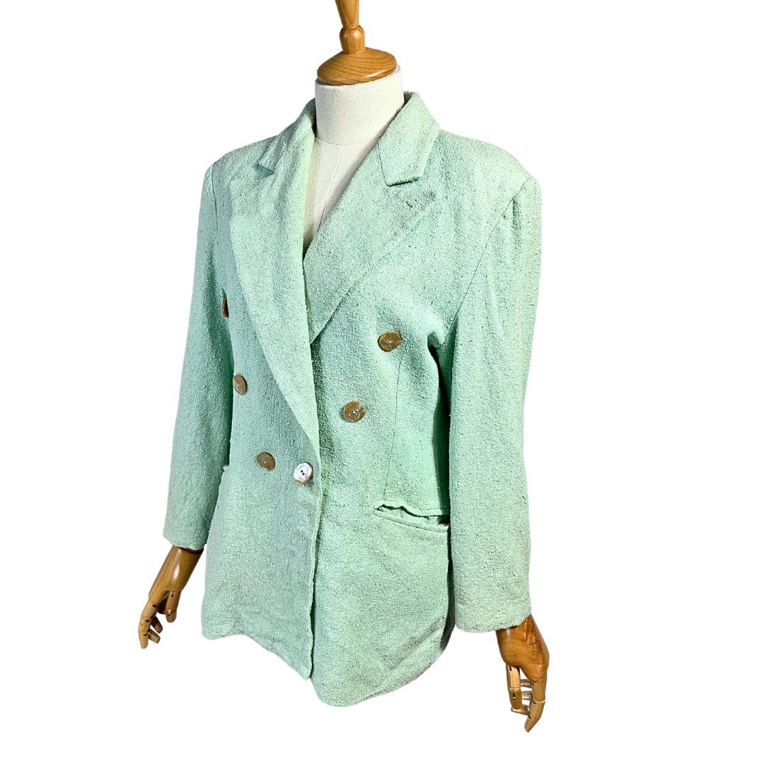 Green vintage silk blazer - S/M