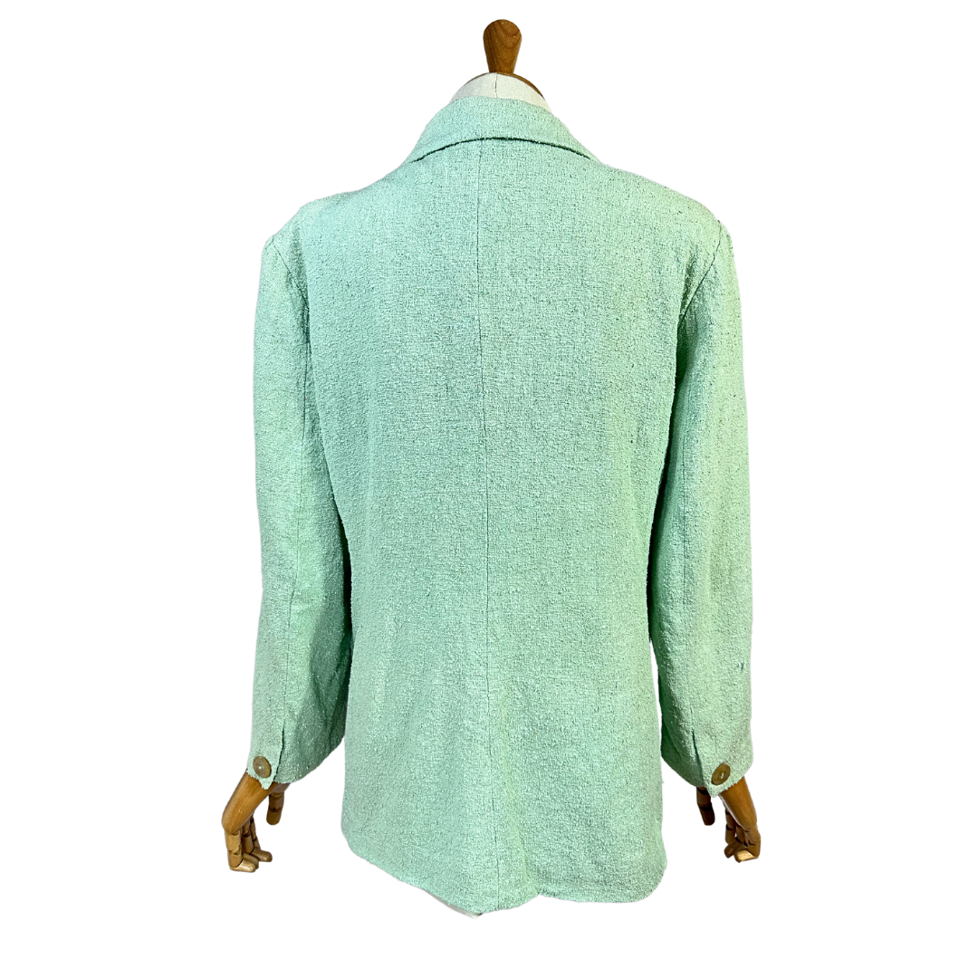 Green vintage silk blazer - S/M