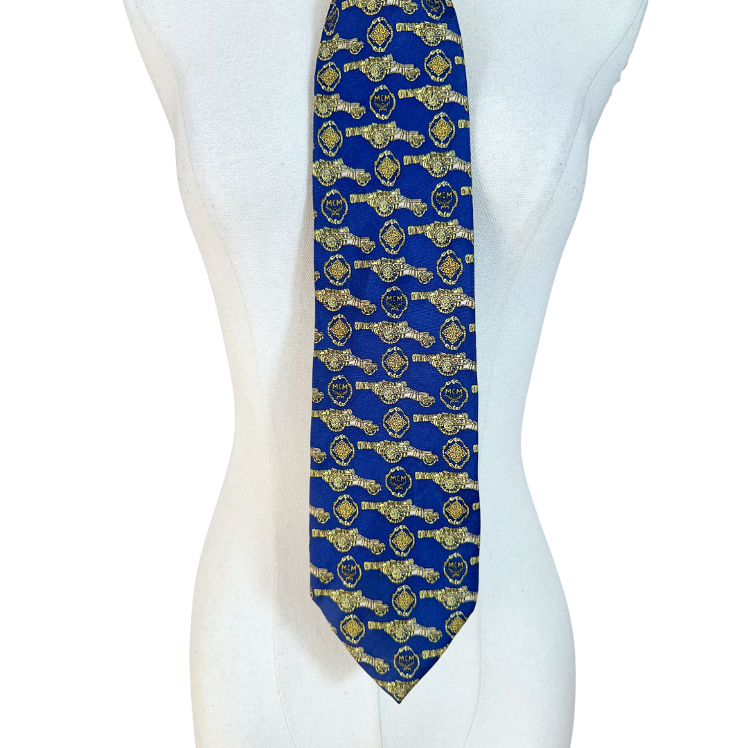 MCM monogram print silk necktie
