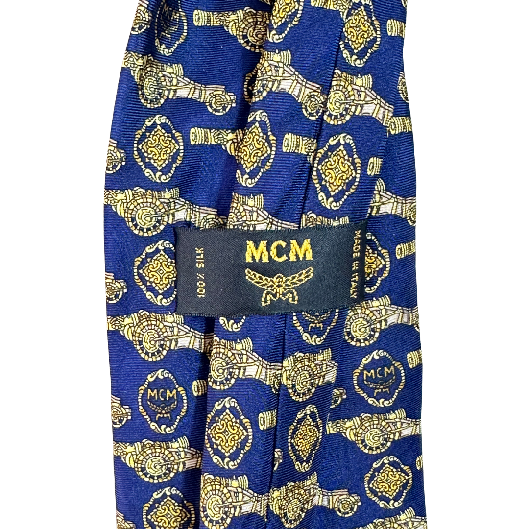 MCM monogram print silk necktie