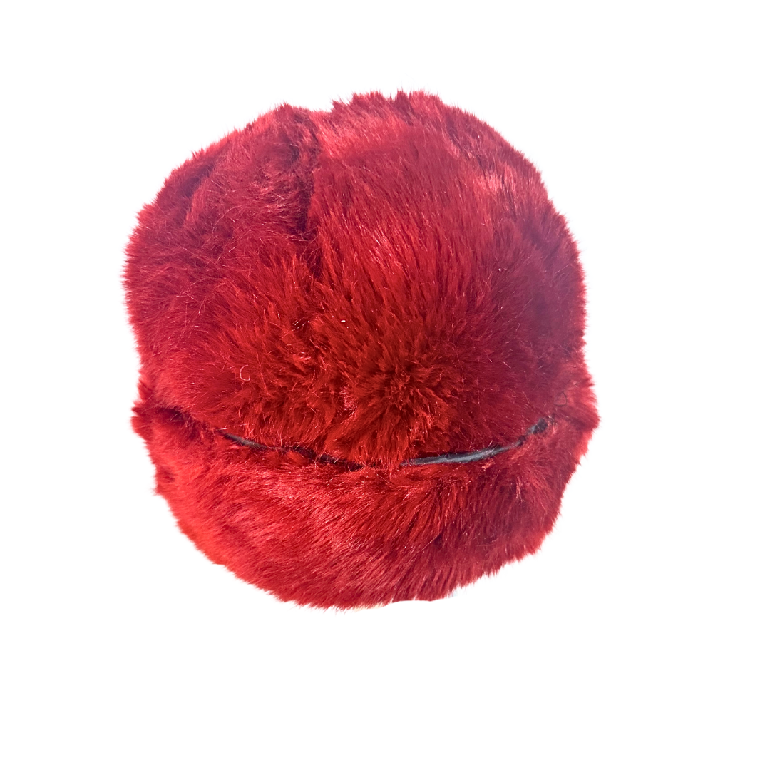 Red Russian style faux fur hat - M