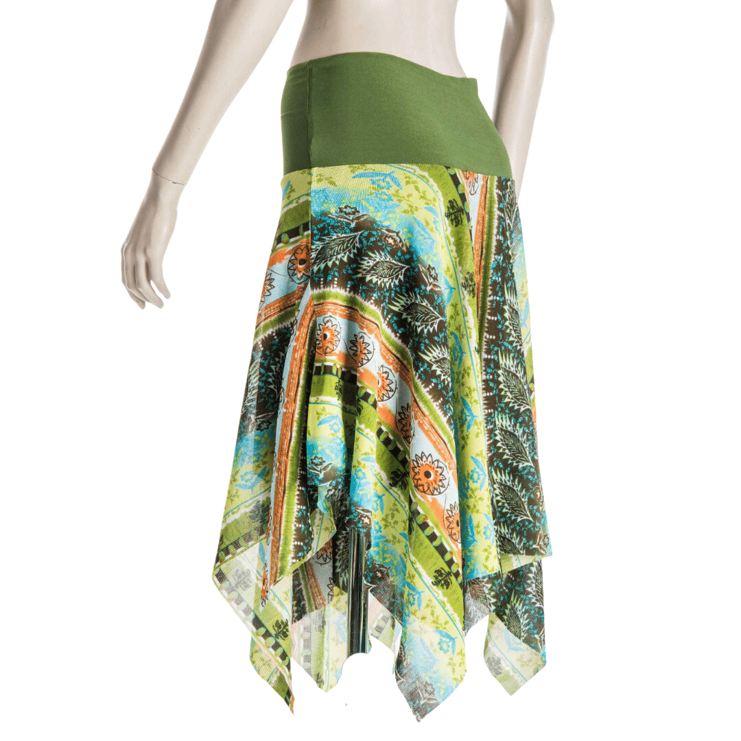 Floral print gypsy skirt with fairy hem - S