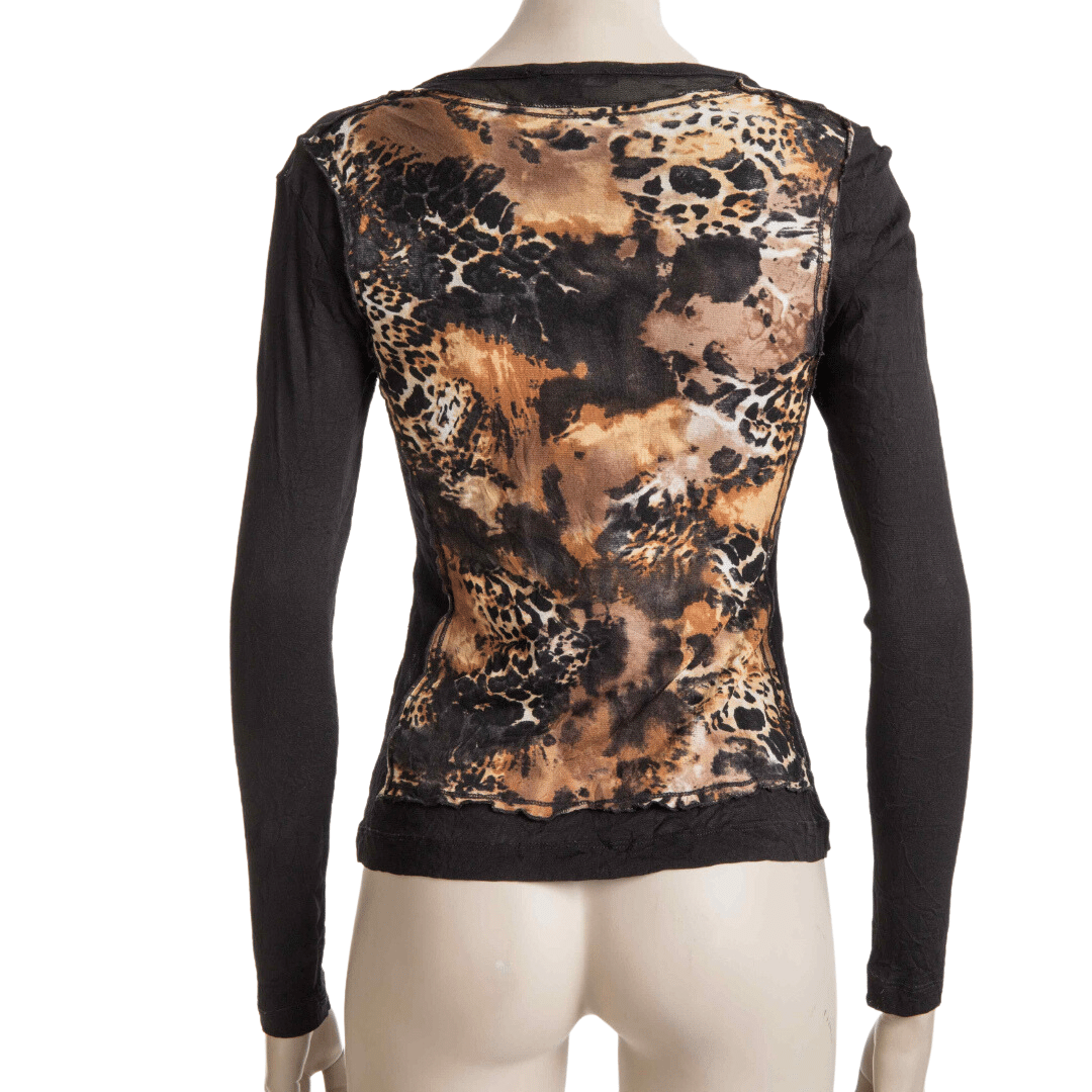 Longsleeve animal print mesh top - M