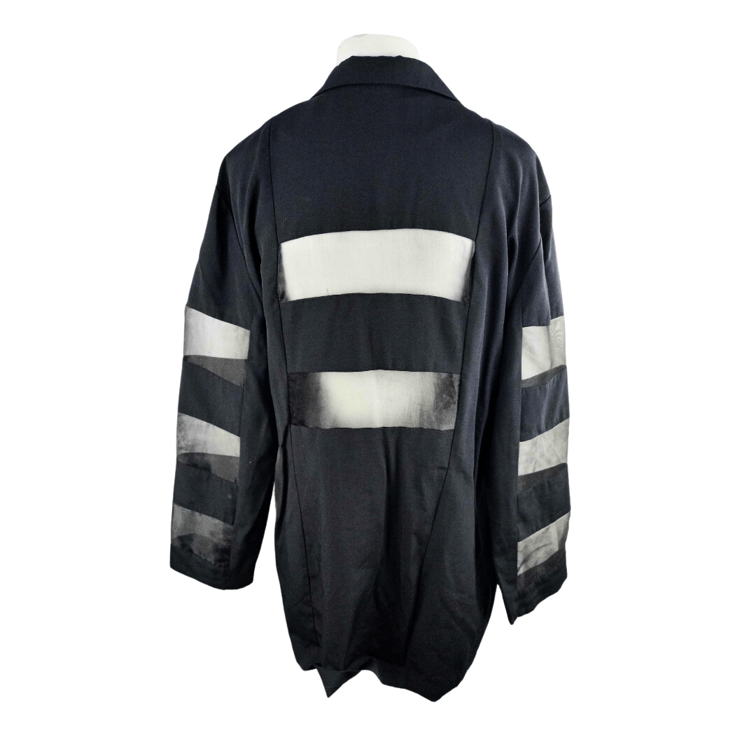 Double-breasted sheer panels blazer - L