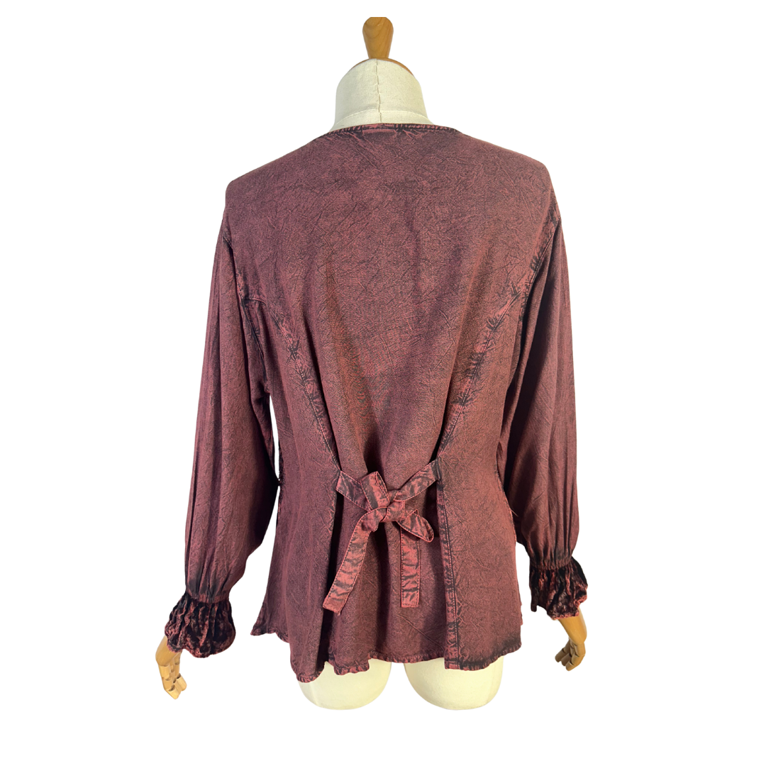 Boho embroidered button down top - M