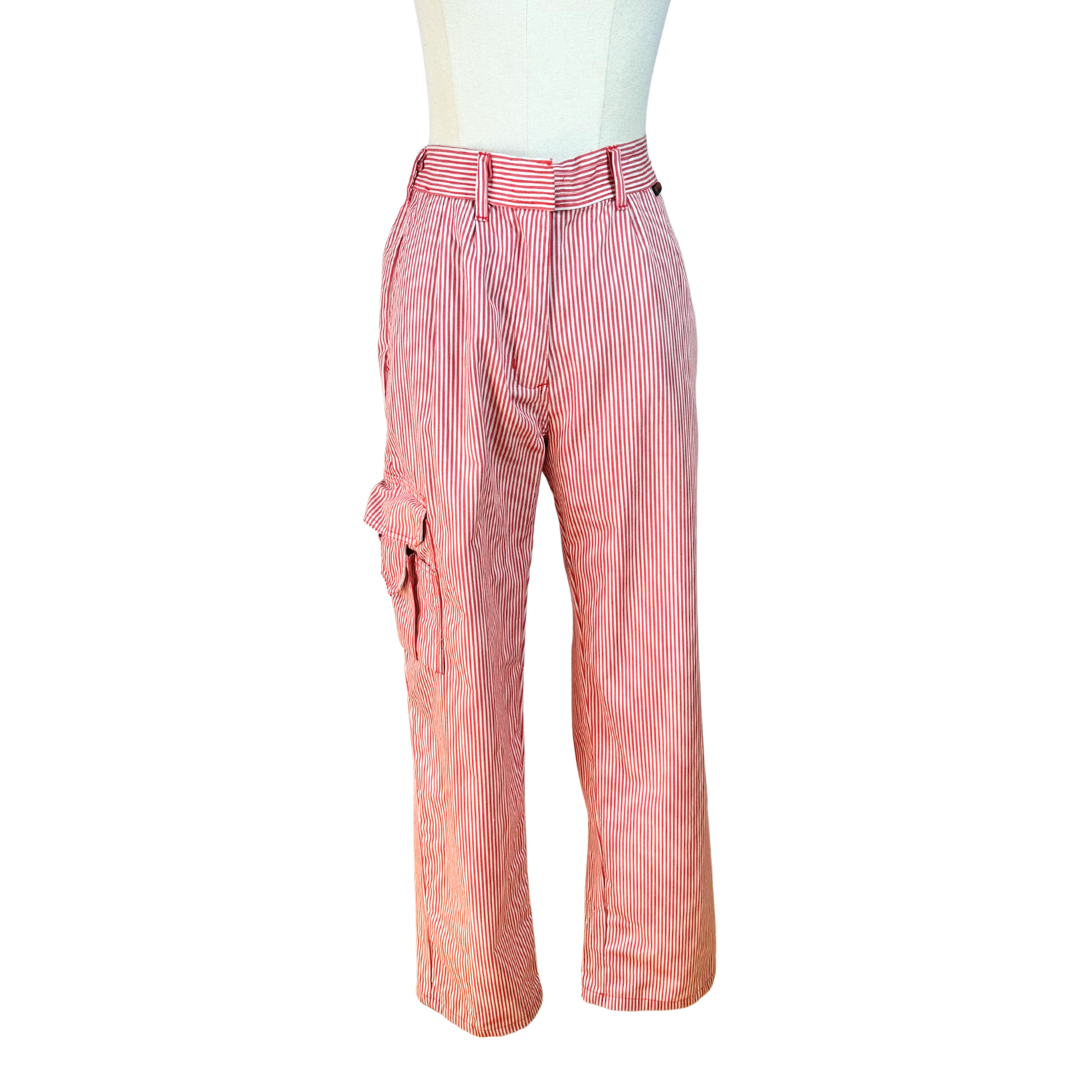 Striped vintage high waist cargo pants - S
