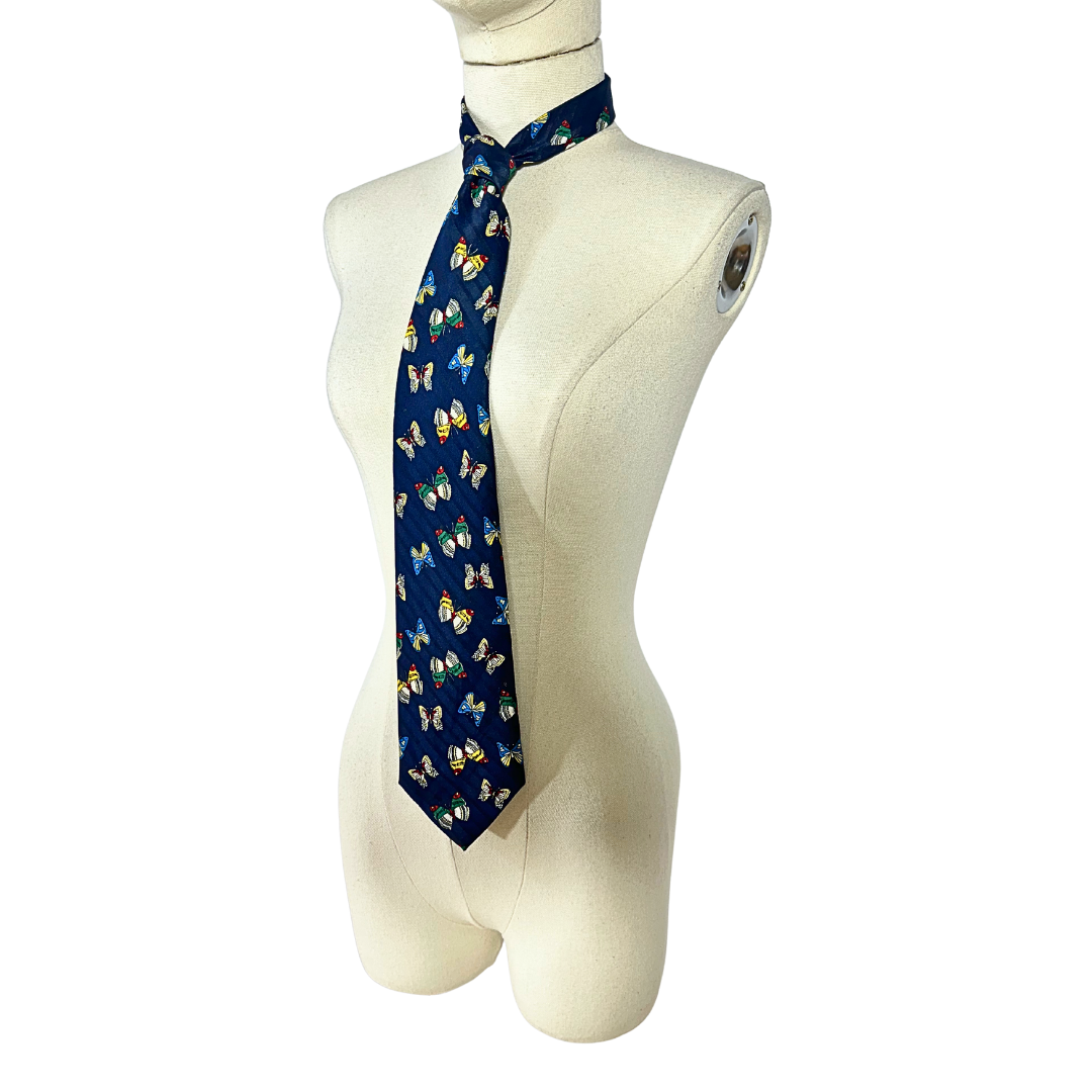 Vintage butterfly print necktie