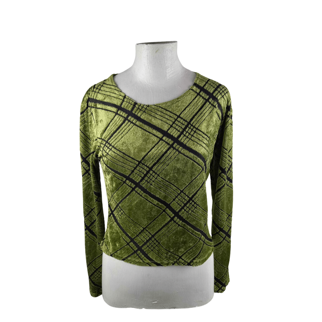 Velvet longsleeve top with linear design - M