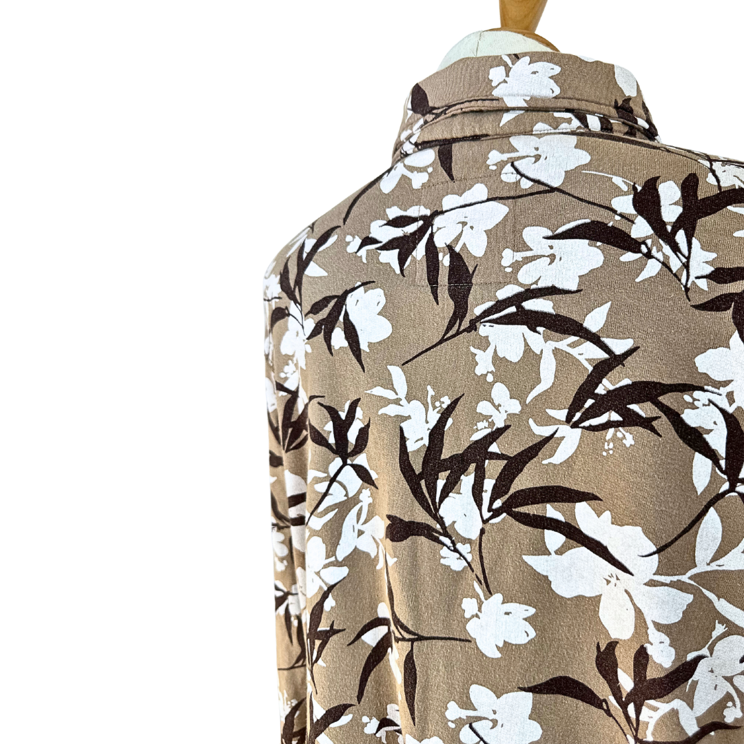 90s Fresh Produce floral longsleeve polo shirt - M