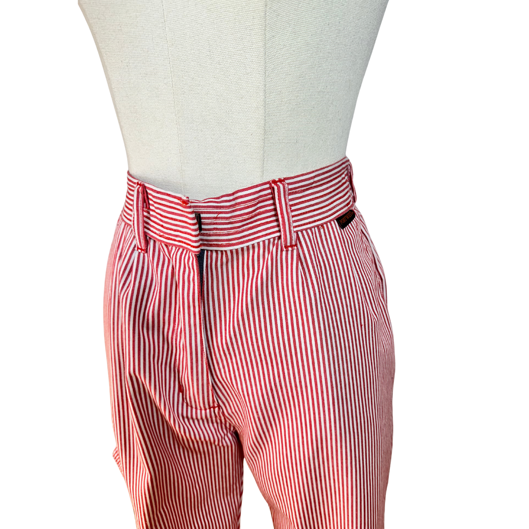 Striped vintage high waist cargo pants - S
