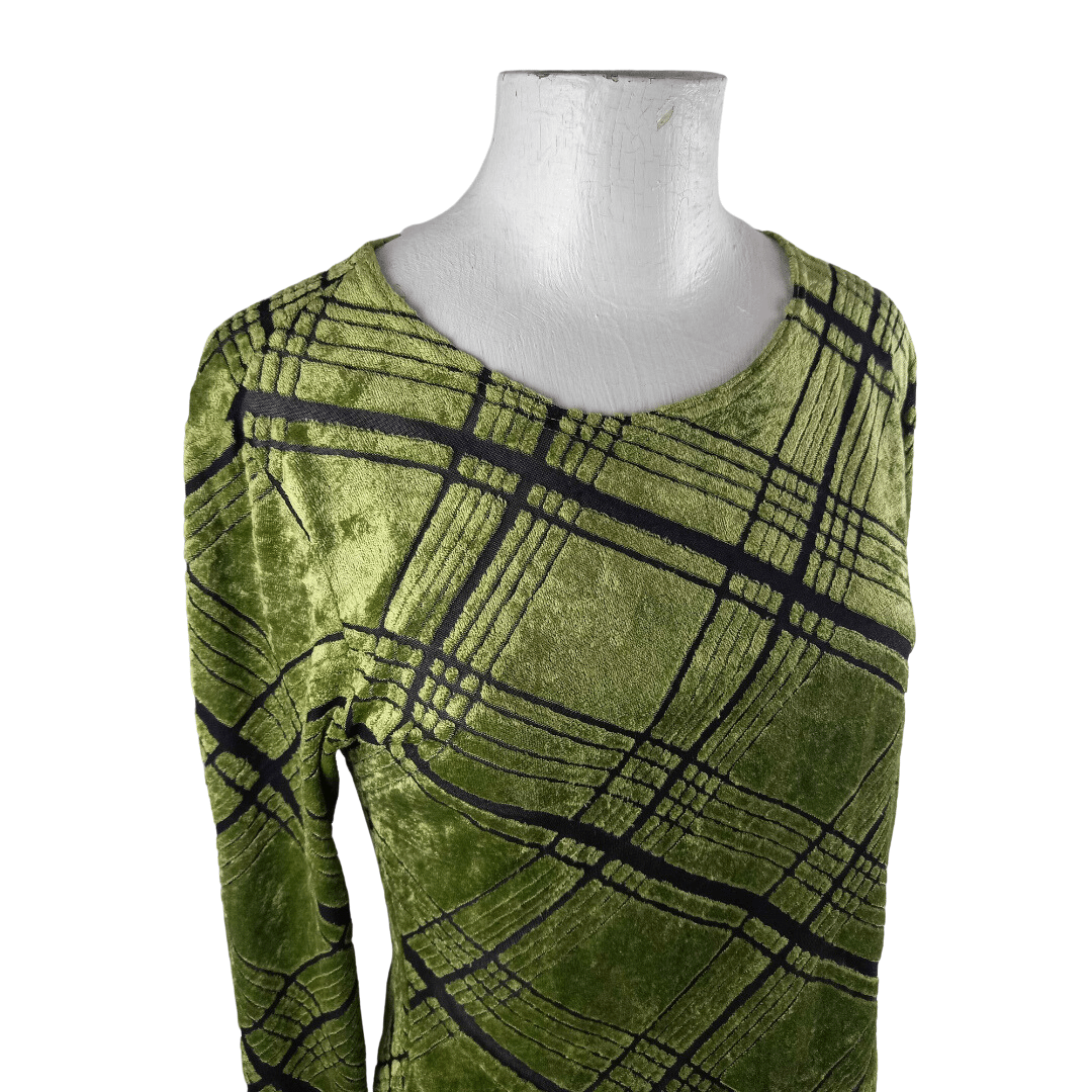 Velvet longsleeve top with linear design - M