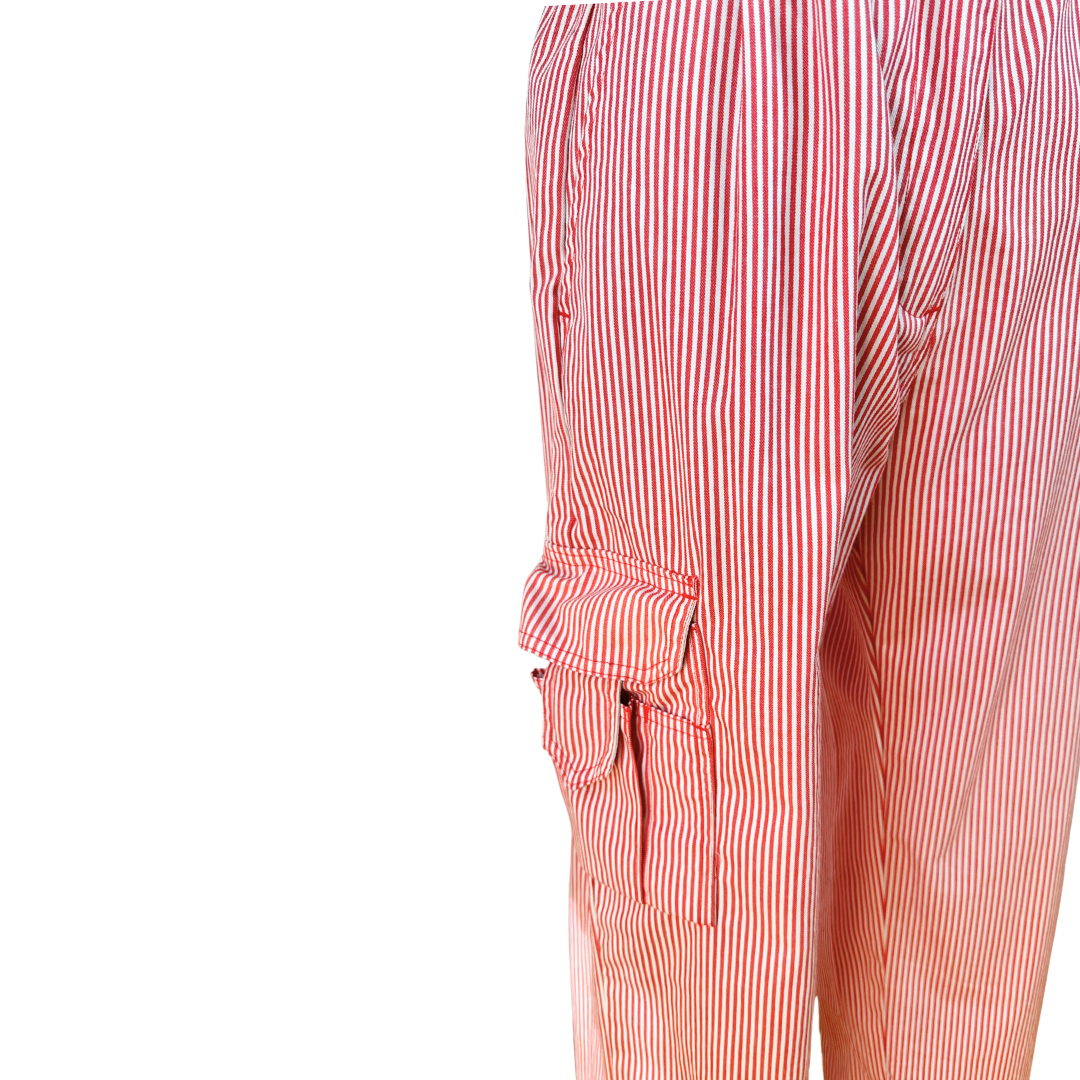 Striped vintage high waist cargo pants - S